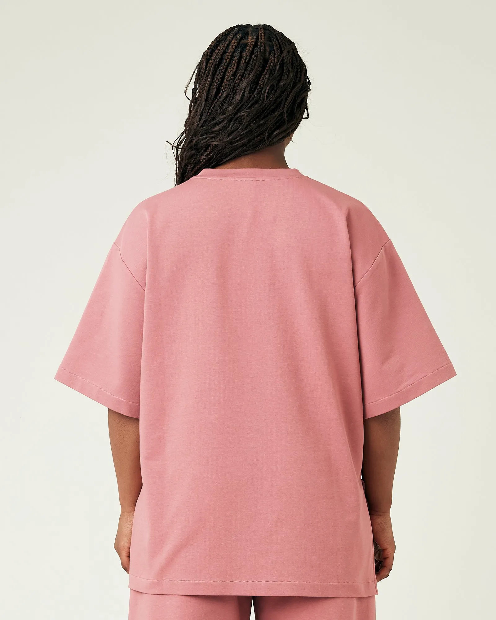 Jude Dusty Pink Cotton Jersey Short Drop Sleeve Top